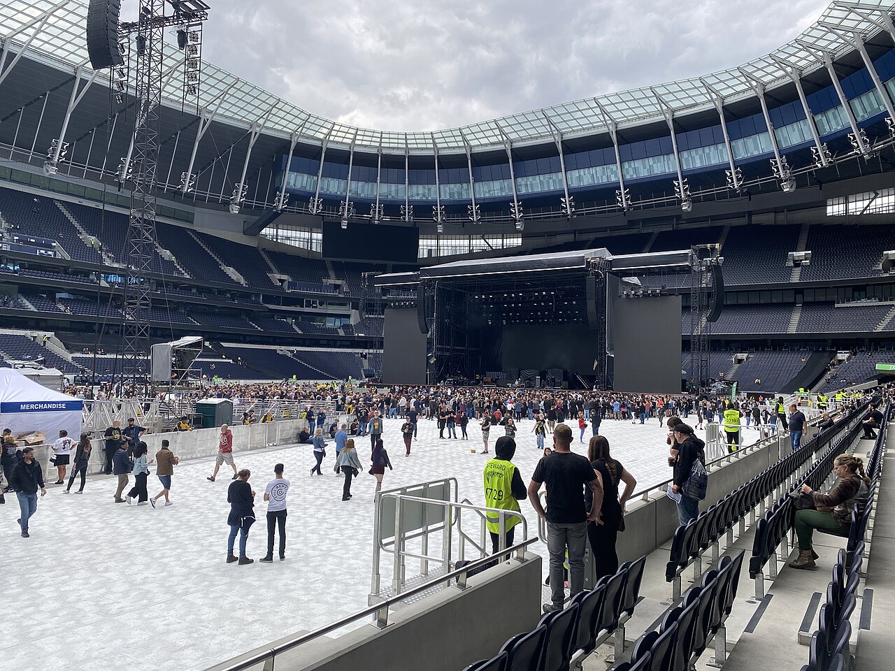 Stadium concert stage before the show