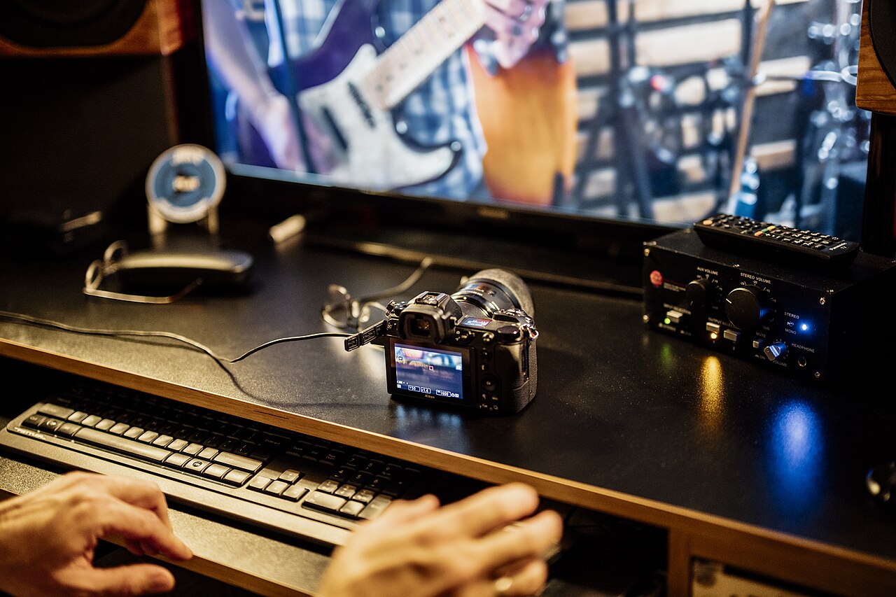 Camera and recording equipment in a music studio